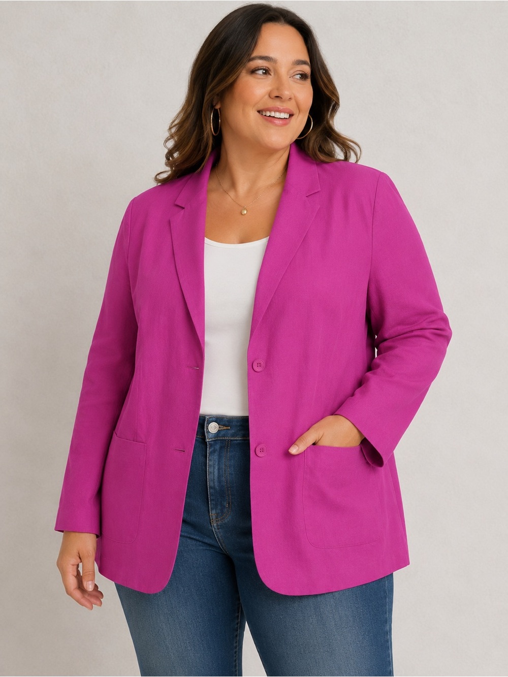 Chadwicks linen cotton Fuchsia Tailored Blazer 14T